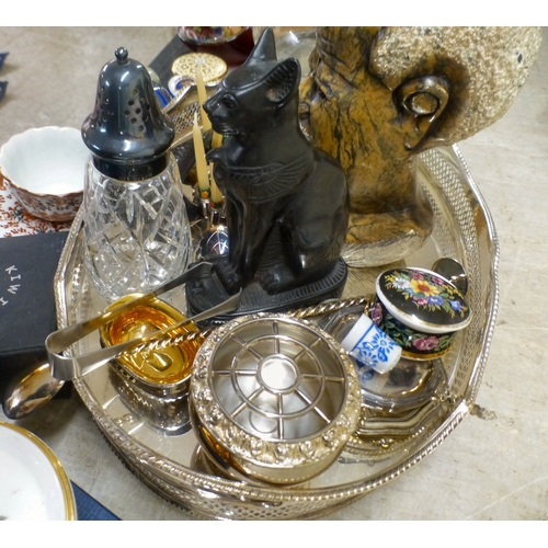 53 - A mixed lot: to include a silver plated oval serving tray&nbsp; 15