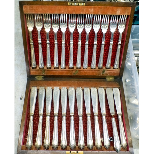 55 - Silver plate, general tableware, cutlery and flatware: to include meat domes