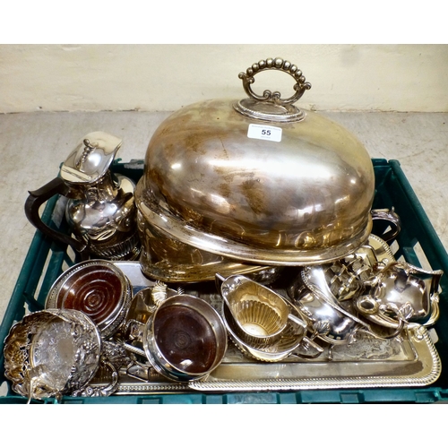 55 - Silver plate, general tableware, cutlery and flatware: to include meat domes