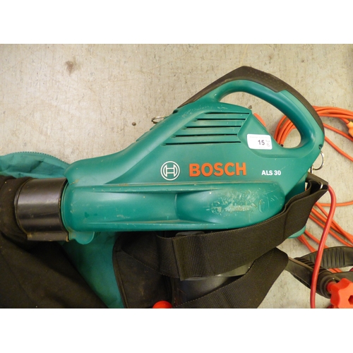 15 - Bosch electric garden tools, viz. an ALS30 leaf blower&nbsp; 46