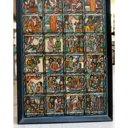 20 - An Ethiopian storyboard picture 'Queen of Sheba'  oil on board  labelled verso  40