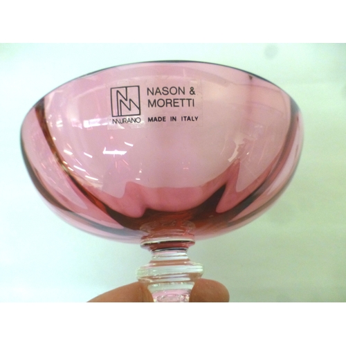 21 - A pair of Murano Nason & Moretti cranberry glass pedestal sweet dishes  5.5