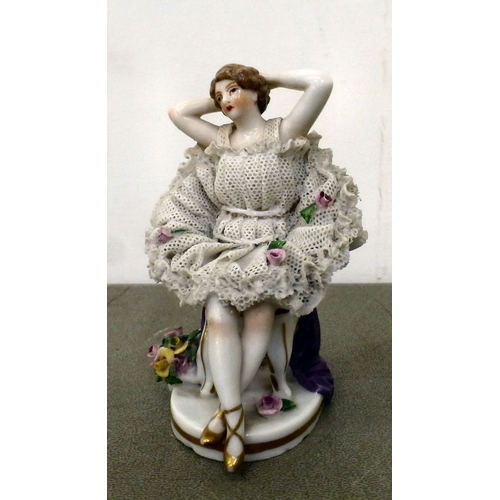 23 - Ceramics: to include a late 19thC German porcelain pin doll figure&nbsp; 4.75
