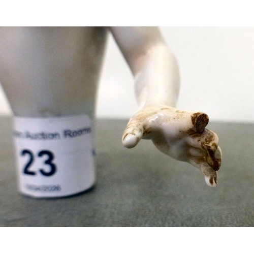 23 - Ceramics: to include a late 19thC German porcelain pin doll figure&nbsp; 4.75