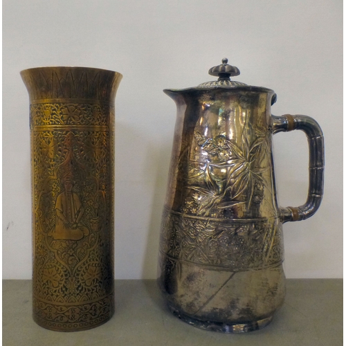 24 - Metalware: to include a pair of late 18thC brass ejector candlesticks&nbsp; 6