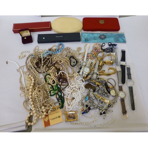 307 - Wristwatch and costume jewellery: to include pearl and other bead necklaces&nbsp;&nbsp;
