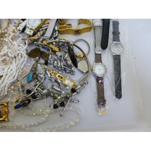 307 - Wristwatch and costume jewellery: to include pearl and other bead necklaces&nbsp;&nbsp;
