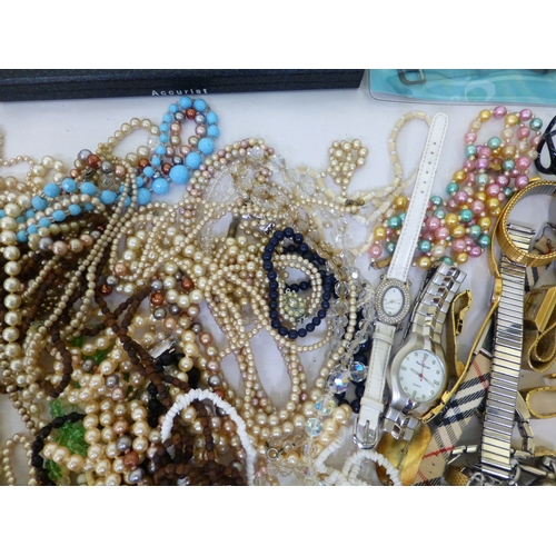 307 - Wristwatch and costume jewellery: to include pearl and other bead necklaces&nbsp;&nbsp;