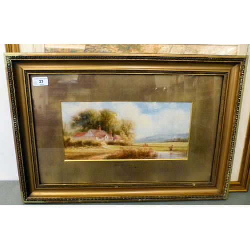 32 - Four 19thC and later watercolours: to include EB Lait - 'At Ditchling, Sussex'&nbsp; bears a signatu... 