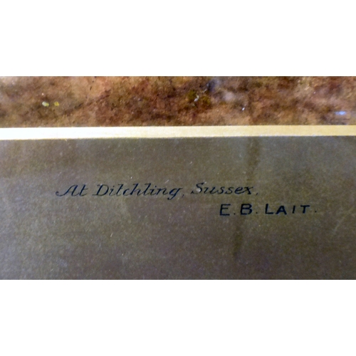 32 - Four 19thC and later watercolours: to include EB Lait - 'At Ditchling, Sussex'&nbsp; bears a signatu... 