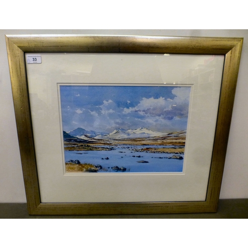 33 - Adrian Taunton - 'View from Lochan na Achlaise'  watercolour  bears a signature & dated '03 with... 