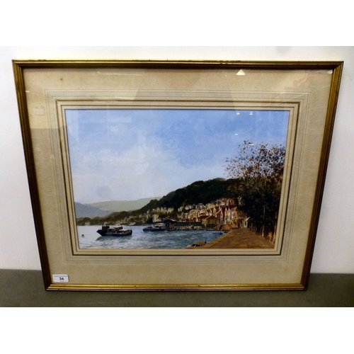 34 - Roy Perry - 'Dartmouth Quay'&nbsp; gouache&nbsp; bears a signature with label verso&nbsp; 13