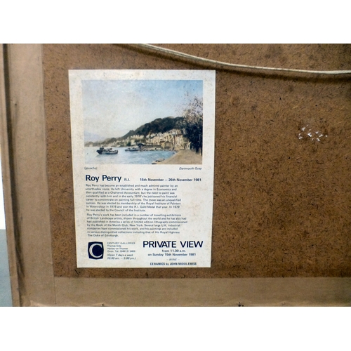 34 - Roy Perry - 'Dartmouth Quay'&nbsp; gouache&nbsp; bears a signature with label verso&nbsp; 13