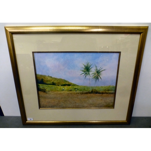 36 - Vola Bond - 'Harvesting the Sugar Cane'&nbsp; mixed media&nbsp; bears a signature with label verso&n... 