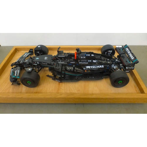 37 - A circa 2023 scratch built Lego model, a Mercedes F1 car, on stand  23.5