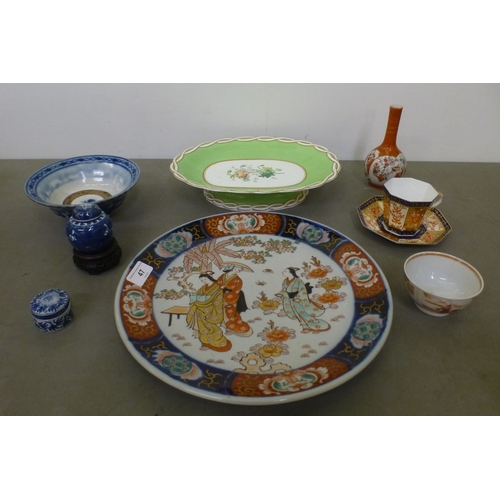47 - Ceramics: to include a Japanese Imari plate, decorated with figures&nbsp; 12