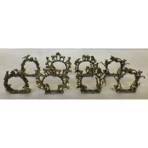 5 - Eight Wanda Scruby design pewter napkin rings, decorated with a variety of animals&nbsp; each 2