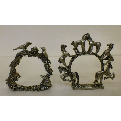 5 - Eight Wanda Scruby design pewter napkin rings, decorated with a variety of animals&nbsp; each 2