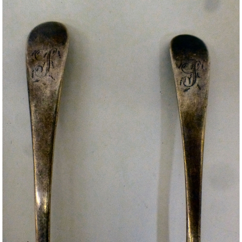 6 - Two George III fiddle pattern silver spoons&nbsp; London 1794&nbsp; (approx. combined gross weight 1... 