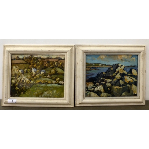 7 - Bob Vigg - two landscape studies&nbsp; oils on board&nbsp; bearing signatures&nbsp; 7.5