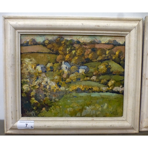 7 - Bob Vigg - two landscape studies&nbsp; oils on board&nbsp; bearing signatures&nbsp; 7.5
