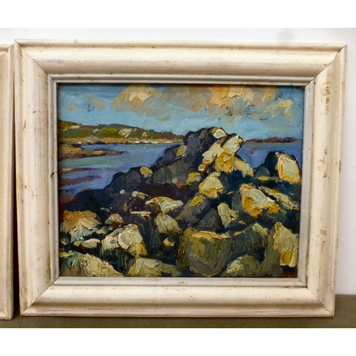 7 - Bob Vigg - two landscape studies&nbsp; oils on board&nbsp; bearing signatures&nbsp; 7.5