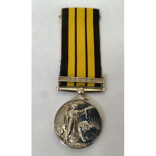 9 - An Elizabeth II British Africa service medal, the clasp inscribed Kenya, the inscription for SAC CT ... 