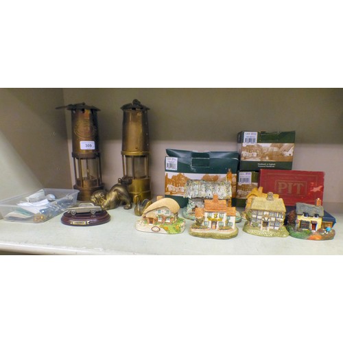 309 - A mixed lot: to include a Thomas & Williams brass Tilley lamp  10