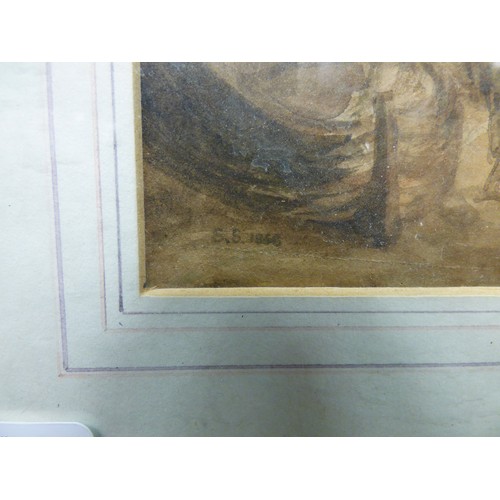 11 - Two maritime shore scenes&nbsp; watercolours&nbsp; each monogramed & dated 'SS 1868'&nbsp; 7.5