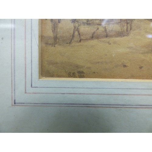11 - Two maritime shore scenes&nbsp; watercolours&nbsp; each monogramed & dated 'SS 1868'&nbsp; 7.5