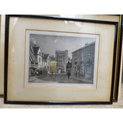 102 - Prints: to include after E Rudge - 'Grand Entrance to Rugby School House'&nbsp; print&nbsp; 8