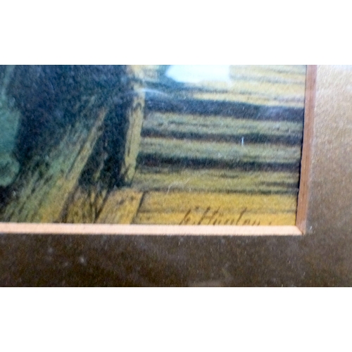 103 - Pictures and prints: to include a street scene  watercolour  bears an indistinct signature & dat... 