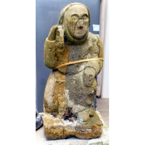 104 - Composition garden ornament: to include four half-penny design slabs  each 16