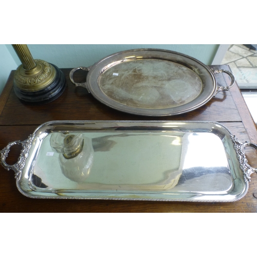 105 - A mixed lot: to include two EPNS serving trays  23