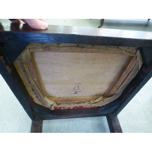 106 - A set of six late George III, oak framed dining chairs with drop-in seats, raised on square, tapered... 