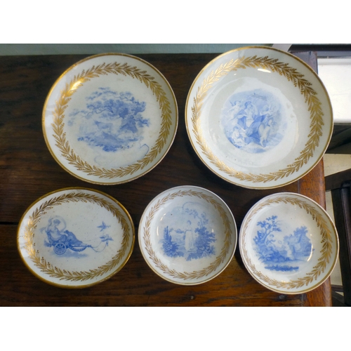109 - Ceramics, viz. six items of late 18th/early 19thC (possibly Spode) porcelain tableware: to include a... 