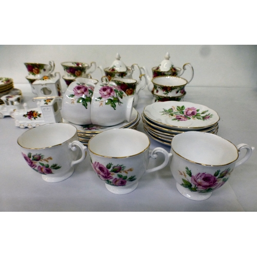 116 - Decorative bone china: to include Royal Albert Old Country Rose pattern teaware, the teapot&nbsp; 5.... 