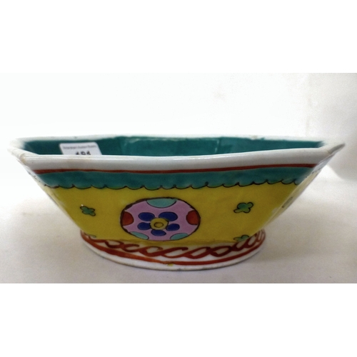 181 - Chinese porcelain: to include an early 20thC bowl of hexagonal form, decorated with geometric motifs... 