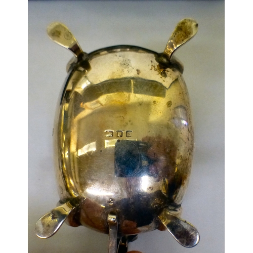 183 - A silver three piece condiments set, comprising a salt, mustard and pepper pot&nbsp; London 1937&nbs... 