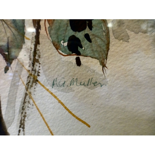 202 - Pictures: to include Greenwood - a still life study of fruit&nbsp; watercolour&nbsp; bears a signatu... 