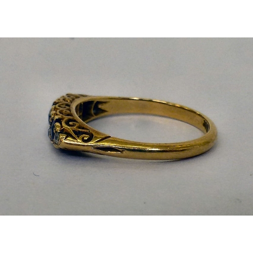 231 - A yellow metal alternating ruby and diamond ring&nbsp; (approx. 4.2grms)&nbsp;