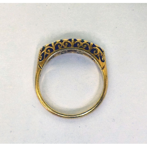 231 - A yellow metal alternating ruby and diamond ring&nbsp; (approx. 4.2grms)&nbsp;