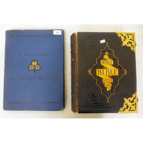 234 - An illustrated National Bible, bound with brass mounts; and a book, 'A Complete Account of the Build... 