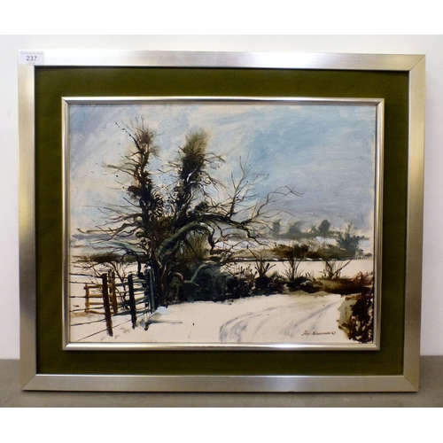 237 - Peter Newcombe - a winter landscape&nbsp; oil on canvas&nbsp; bears a signature & dated '67&nbsp... 