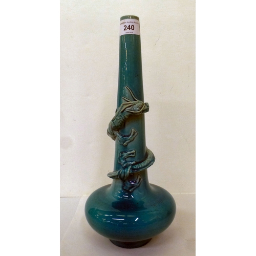 240 - An Awaji Meiji period turquoise glazed dragon vase  14