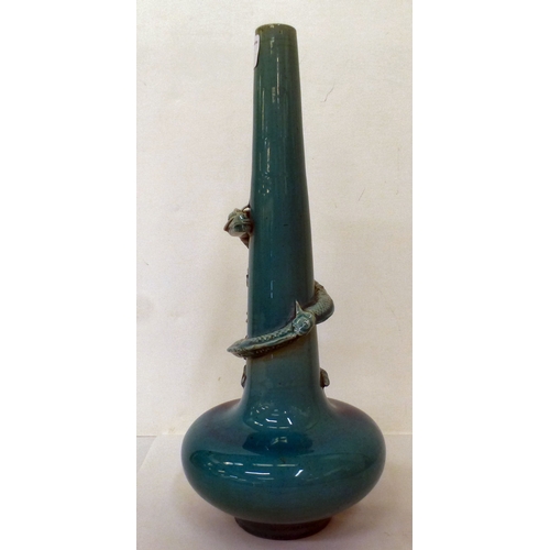 240 - An Awaji Meiji period turquoise glazed dragon vase  14