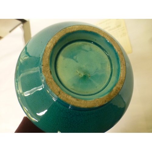 240 - An Awaji Meiji period turquoise glazed dragon vase  14