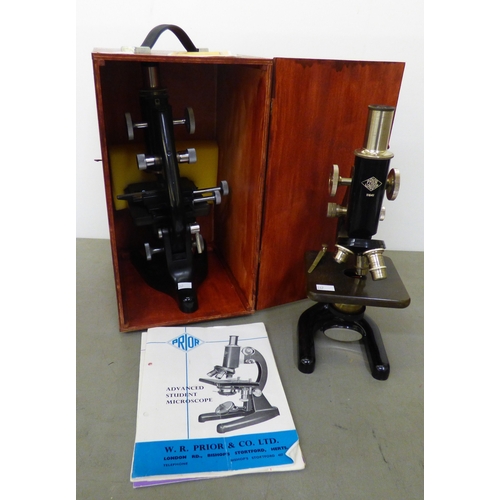 Two vintage microscopes: to include a WR Prior & Co Ltd of London ...