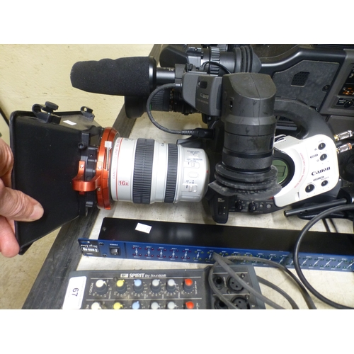 67 - AV equipment and lighting: to include a Sony MDM-x4 mini-disc, multi-track recorder; and a Canon 3cc... 