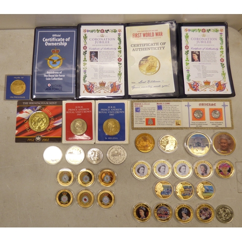 80 - Uncollated mainly Royal themed, non-precious metal proof collector's coins